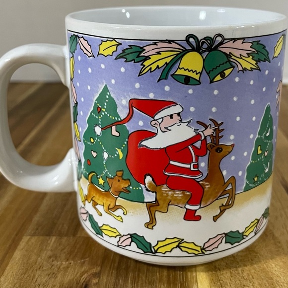 Vintage Lego Christmas Mug Santa Clause Caroling Angel Dogs - Picture 2 of 8